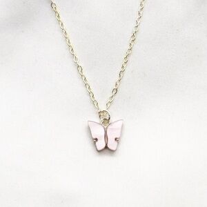 Pink Butterfly Necklace